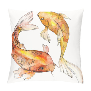 Personality  Watercolor Aquatic Underwater Colorful Tropical Fish Set. Red Sea And Exotic Fishes Inside: Goldfish Isolated. Pillow Covers