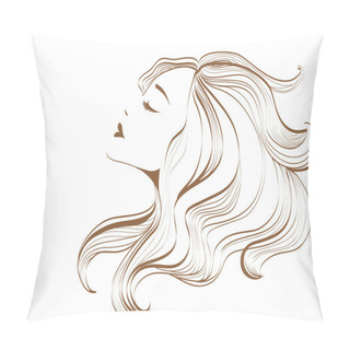 Personality  Woman Face With Long Hair Pillow Covers