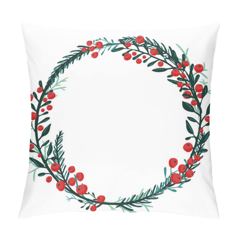 Personality  Hand drawn wreath with red berries pillow covers