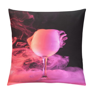 Personality  Wine Glass Full Of Pink Smoke On Dark Background Pillow Covers