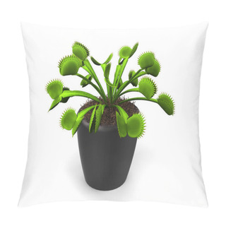 Personality  Green Venus Flytrap Plant In A Small Black Pot Pillow Covers