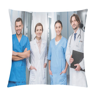 Personality  Laughing Doctors And Nurses Looking At Camera Pillow Covers