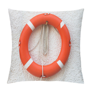 Personality  Red Lifebuoy On The Wall Pillow Covers