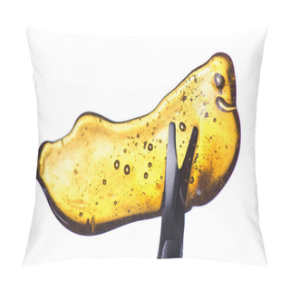 Personality  Detail Of Cannabis Oil Concentrate Aka Shatter Held On A Tool Is Pillow Covers