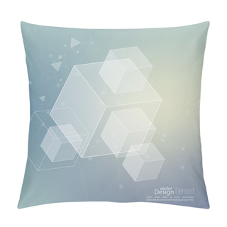 Personality  Abstract Neat Blurred Background With Transparent Cubes,  Pillow Covers