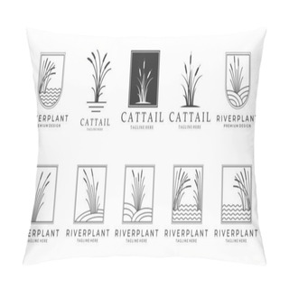 Personality  Set Cattails Logo Bundle Vector Illustration Design, Cattail Icon. Pillow Covers