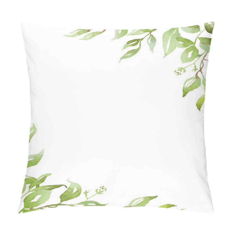 Personality  Watercolor greenery frame. Hand-painted clipart pillow covers