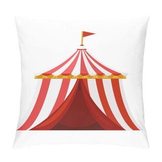 Personality  Red Circus Tent With Flag. Amusement Park Concept. Vector Illustration Isolated On White Background. Website Page And Mobile App Design Pillow Covers