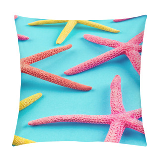 Personality  Starfishes On Blue Background Pillow Covers