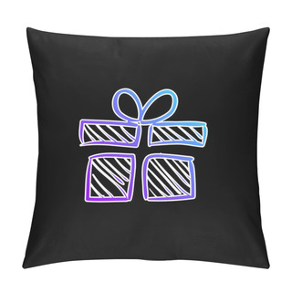 Personality  Birthday Giftbox Sketch Blue Gradient Vector Icon Pillow Covers