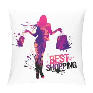 Personality  Shopping Woman Silhouette. Pillow Covers