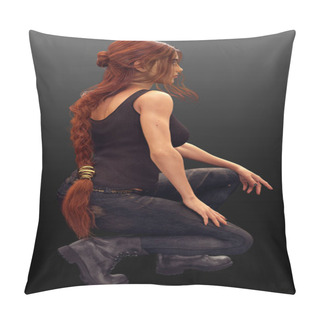 Personality  Urban Fantasy Redhead In Jeans Pillow Covers
