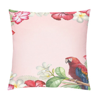 Personality  Tropical Flowers And A Bird Card Pillow Covers