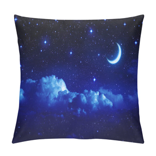 Personality  Starry Sky With Half Moon In Scenic Cloudscape Pillow Covers