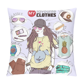 Personality  Fashion Infographic. Vector Collection. Pillow Covers