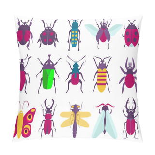 Personality  Insects Made In Modern Flat Style Pillow Covers