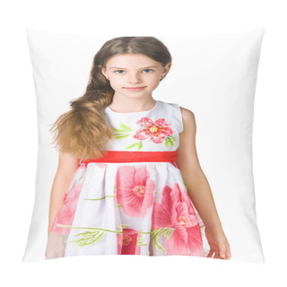 Personality  Little Girl In Red Dress Pillow Covers