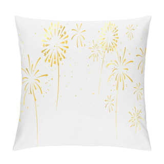 Personality  Celebration Background Template With Fireworks Gold Ribbons. Luxury Greeting Rich Card. Pillow Covers