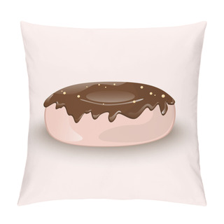 Personality  Vector Illustration Of Chocolate Donut. Pillow Covers
