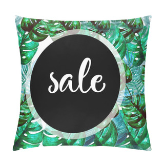 Personality  Handpainted Green Tropical Leaves, Watercolor Tropical, Wedding Card, Sale Mock Up. Monstera, Banana Leaf, Palm Leaf Pillow Covers