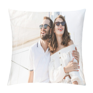 Personality  Optimistic Cheery Young Loving Couple Outdoors Pillow Covers