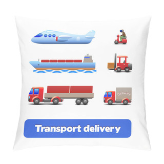 Personality  Transport Delivery Web Icon Set Pillow Covers