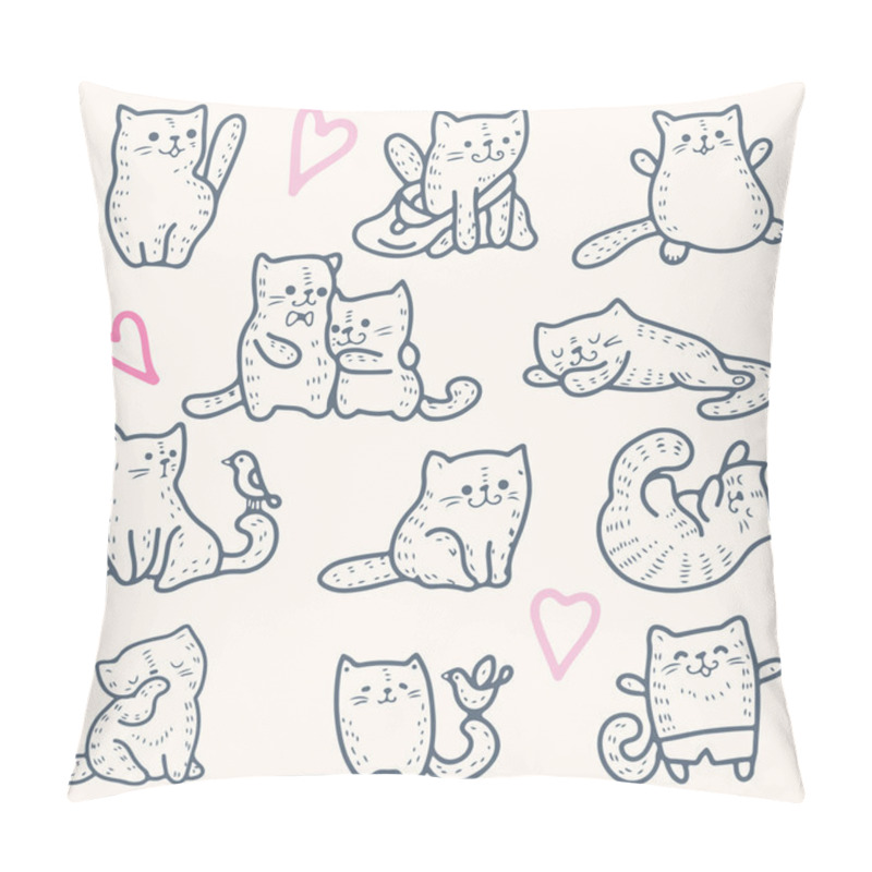 Personality  Funny cartoon kittens with hearts pillow covers