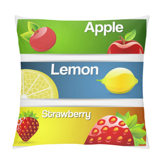 Personality  Set Of Three Fruit Banners: Lemon, Strawberry, Cherry Pillow Covers