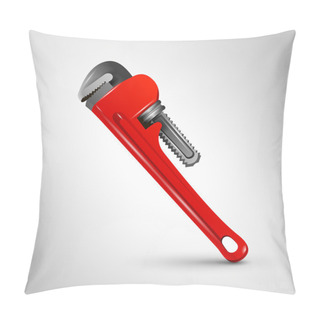 Personality  Monkey Wrench, Pipe Wrench, Plumber Repair Instrument, Vector Image On The White Background Pillow Covers