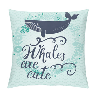 Personality Cute Cartoon Blue Whale Card Pillow Covers