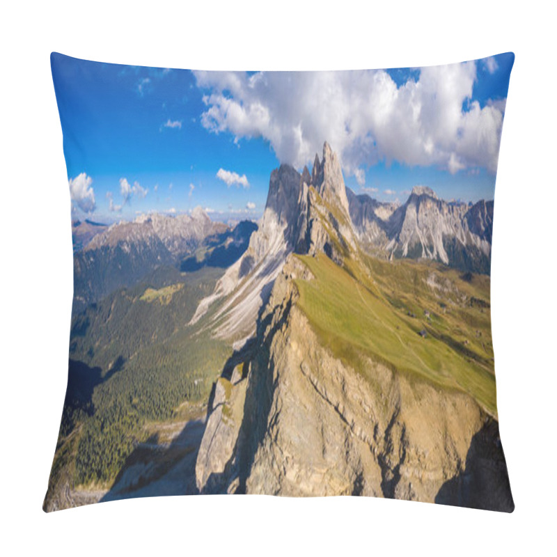 Personality  Panorama On Seceda Peaks. Trentino Alto Adige, Dolomites Alps, S Pillow Covers