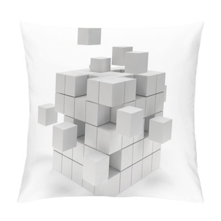 Personality  Cubes Block. Assembling Concept. On White. Pillow Covers