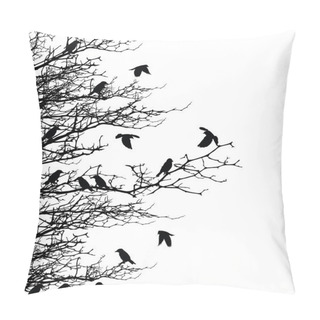 Personality  Tree Silhouette With Birds Pillow Covers