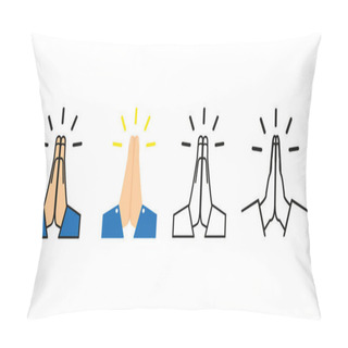 Personality  Vector Folded Hands Set Icon Vector Illustration Pillow Covers