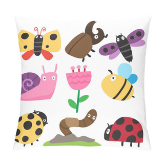 Personality  Insect Character Collection Design, Insect Vector Collection Design Pillow Covers