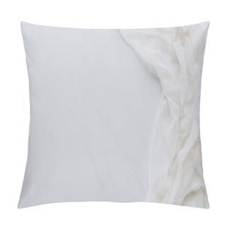 Personality  Top View Of White Fabric And Blank Grey Background Pillow Covers