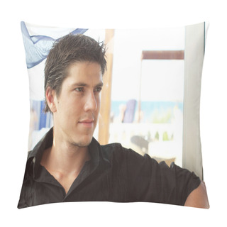 Personality  Elegant Young Handsome Man Looking Away Pillow Covers