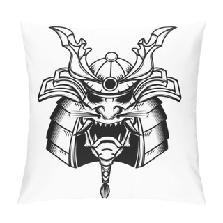 Personality  Samurai Helmet Illustration On White Background.  Pillow Covers