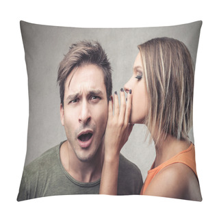 Personality  Woman Telling A Secret To A Man Pillow Covers