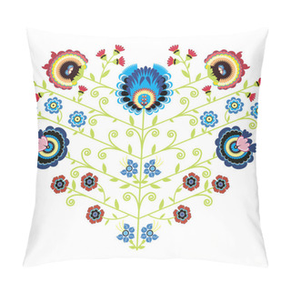 Personality  Polish Folk Floral Pattern In Heart Shape Pillow Covers