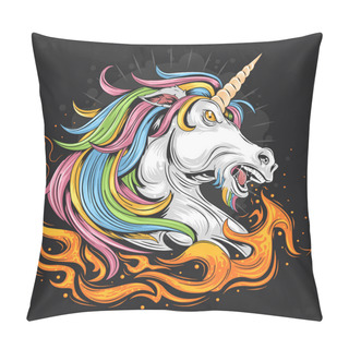 Personality  Colorful Unicorn Full Color Rainbow. Vector Illustration Pillow Covers
