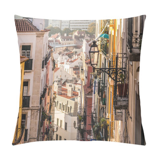 Personality  Architecture In Old Town Of Lisbon Pillow Covers
