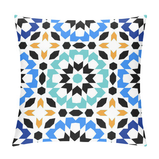 Personality  Gorgeous Seamless Pattern From Blue Moroccan Tiles, Ornaments. Can Be Used For Wallpaper, Pattern Fills, Web Page Background, Surface Textures. Pillow Covers