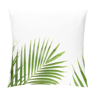 Personality  Tropical Nature Green Palm Leaves Isolated On White Pattern Background Pillow Covers
