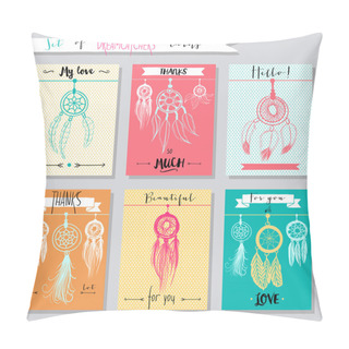 Personality  Vector Hand Drawn Set Of Illustrations With Dream Catchers Pillow Covers