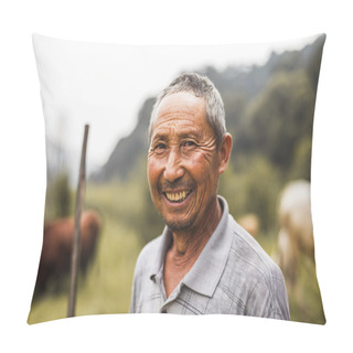 Personality  Farmer With Livestock In The Background Pillow Covers