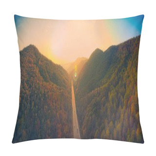 Personality  Panoramic Shot Of The Beautiful Blue Ridge Mountains In North Carolina Pillow Covers