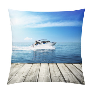 Personality  Speed Boat In Tropical Sea Pillow Covers
