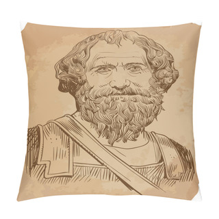 Personality  Portrait Of Archimedes, Vector Pillow Covers