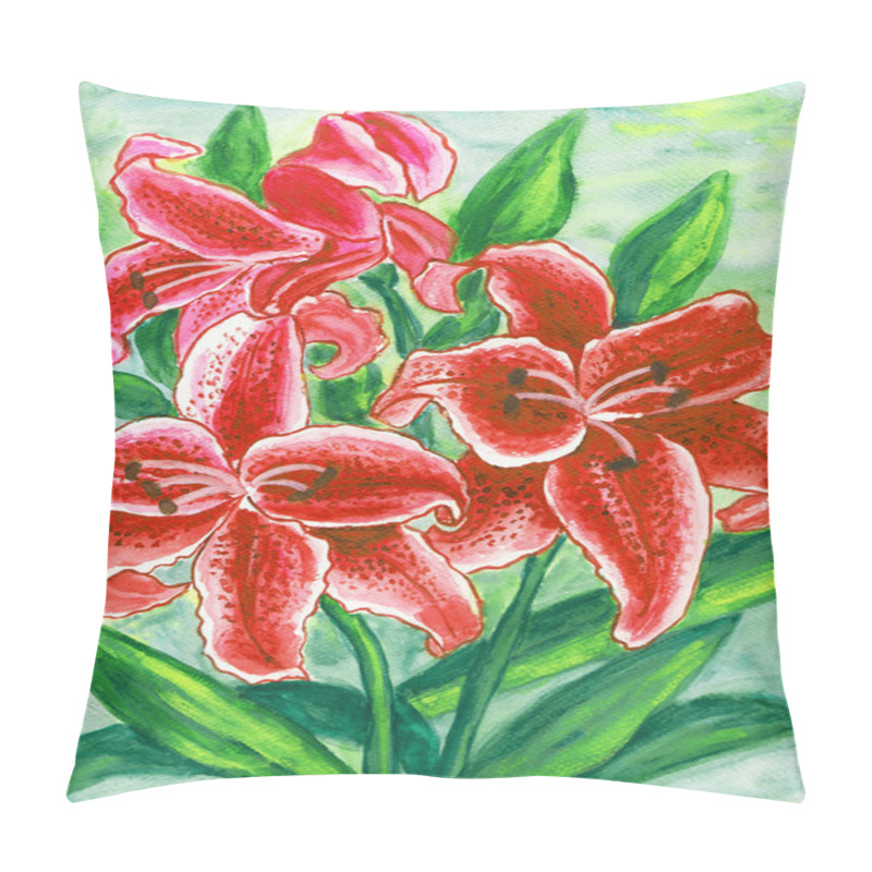 Personality  Red lilies, painting pillow covers